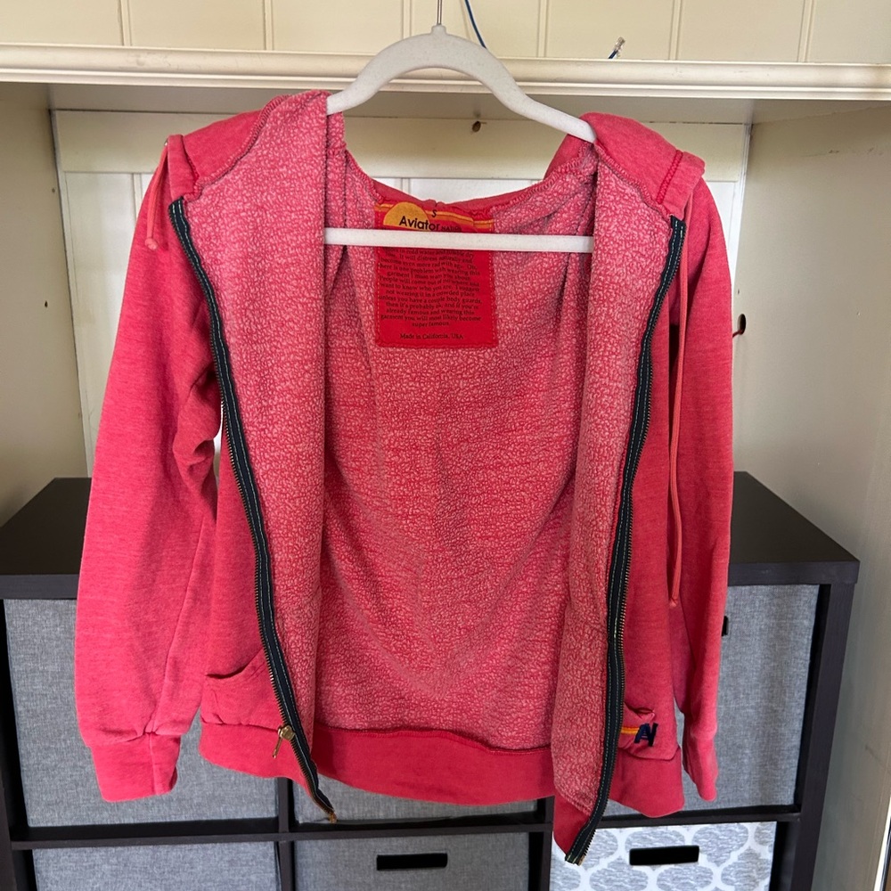Aviator Nation women’s red zip up hoodie
